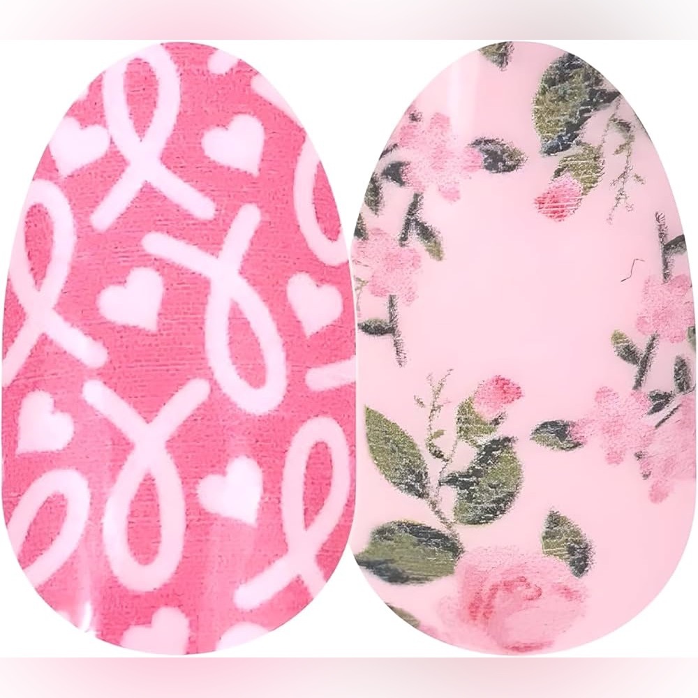 Color Street HOPE BLOOMS Pink Ribbon Floral Breast Cancer Awareness Nail Set
